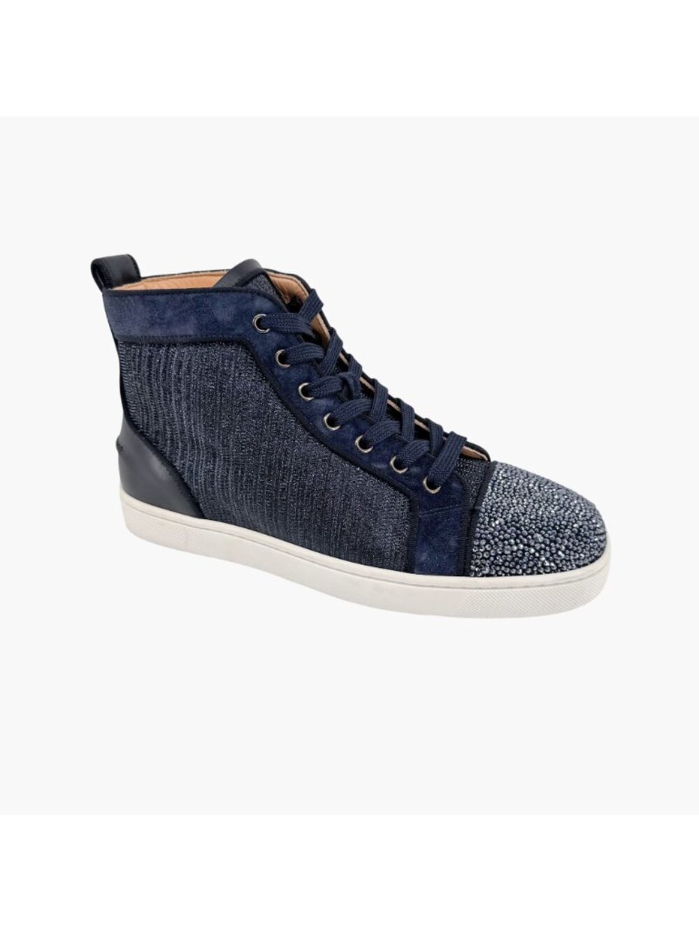 Christian Louboutin Louis Strass Sneaker Size 39 US 9 Navy Blue High Top Crystal - Picture 8 of 14